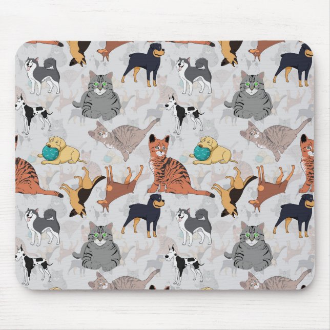 Muster für niedliche Hunde und Katzen Mousepad (Vorne)