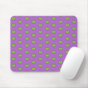 Muster für niedliche Lilac- und grüne Herzen Mousepad