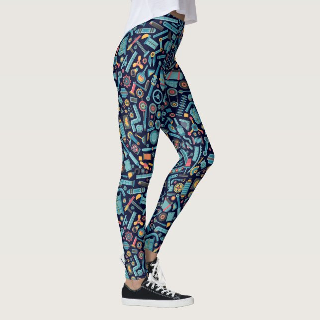 Muster für niedliche Maschinenelemente Leggings (Rechts)