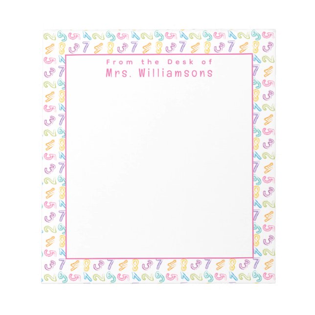 Muster für niedliche Nummern - Vom Schreibtisch de Notizblock (Vorderseite)