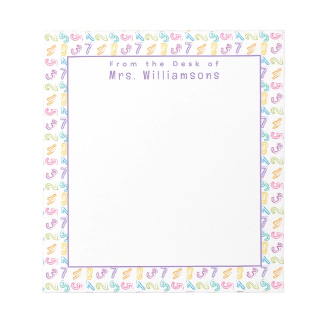 Muster für niedliche Nummern - Vom Schreibtisch de Notizblock (Vorderseite)