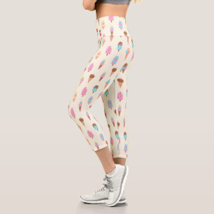 Muster für niedliche Pastelleis-Süßigkeiten Capri Leggings
