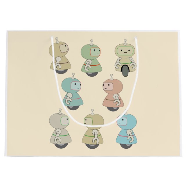 Muster für niedliche Retro-Roboter Große Geschenktüte (Vorderseite)