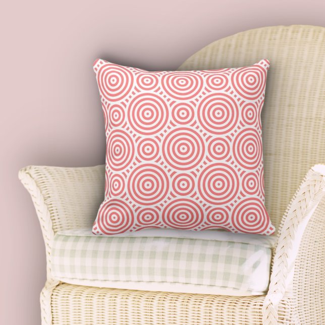 Muster für niedliche, rosa und weiße, geschachtelt kissen (Cute Pink and White Nested Circle Pattern Throw Pillow, Dining Room)