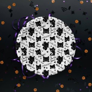 Muster für niedliche Schwarze Katzen und Redewendu Pappteller