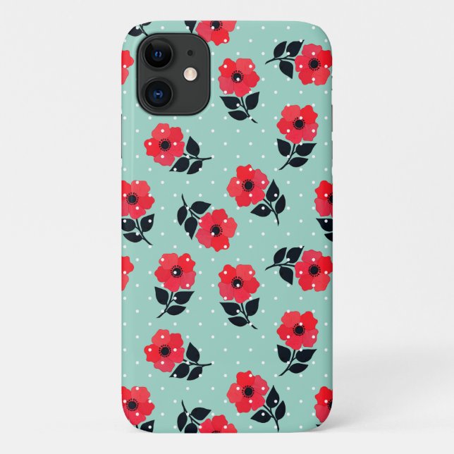 Muster für niedliche und Girl Red Blume Case-Mate iPhone Hülle (Rückseite)