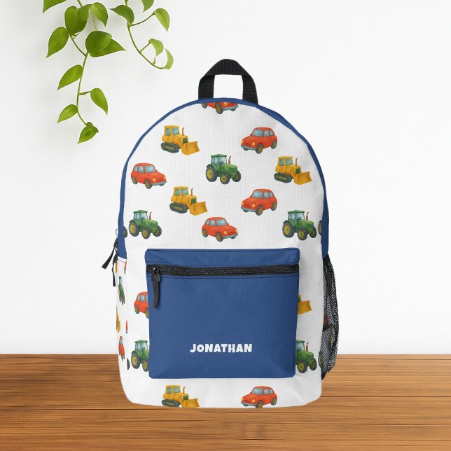 Muster für niedliche Wasserfarben Kleinfahrzeuge Bedruckter Rucksack (Cute Transportation Watercolor Vehicles Pattern Backpack)