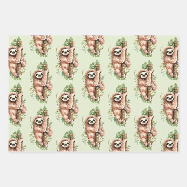 Muster für niedliche Wasserfarben und tropische Bl Geschenkpapier Set (Vorderseite)