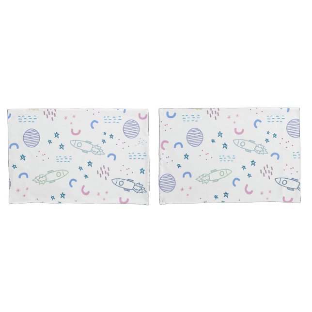 Muster für niedliche Weltraumraketen | Kissenbezug (Vorderseite-Set)