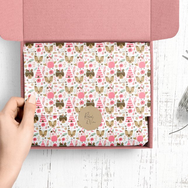 Muster für niedliches Camping Woodland Tiere Seidenpapier (Von Creator hochgeladen)