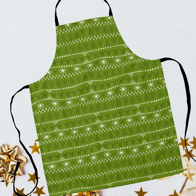 Muster für nordische Bäume und Sterne Schürze (A unisex holiday apron for your favorite bakers.)