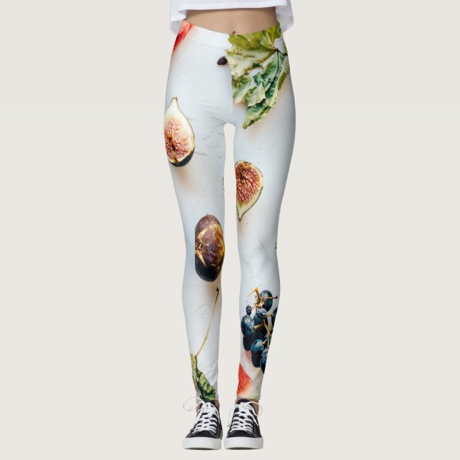Muster für Obst und Trockenfutter und Blätter Leggings (Vorderseite)