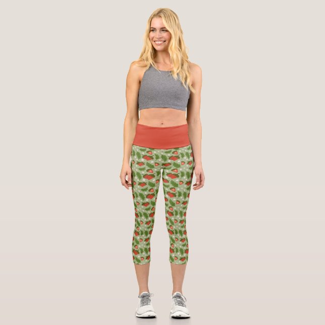 Muster für Obstkörbe - Erdbeeren Capri Leggings (Vorderseite)
