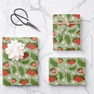 Muster für Obstkörbe - Erdbeeren Geschenkpapier Set