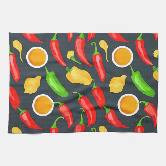 Muster für Paprikaschoten für Hot Chili Geschirrtuch (Horizontal)