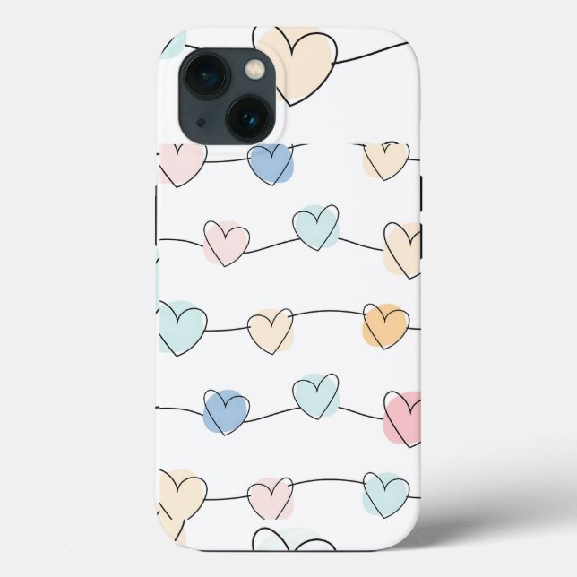 Muster für Pastel Heart Strings | Niedlich Minimal Case-Mate iPhone Hülle (Rückseite)