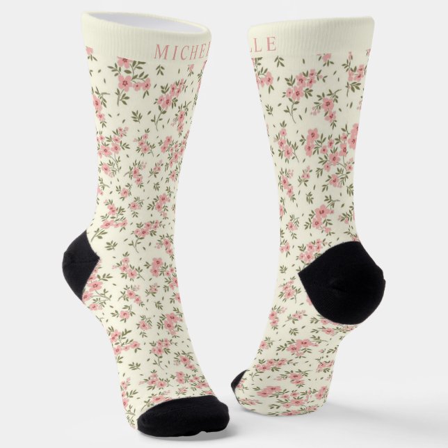 Muster für pastellfarbene Blume in Beige Socken (Gewinkelt)