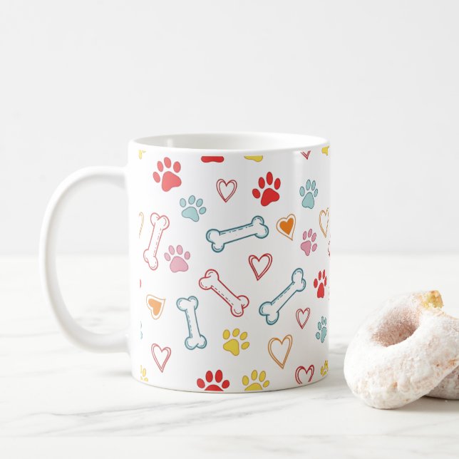 Muster für Paws und Herz Kaffeetasse (Mit Donut)
