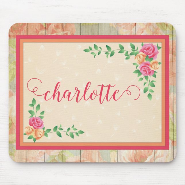 Muster für Peach-Rose Länderzaun Mousepad (Vorne)