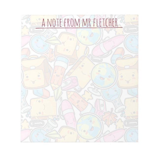 Muster für personalisierte Schulleistungen Notizblock (Vorderseite)