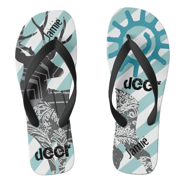 Muster für personalisierte Vintage Hirschsonne und Flip Flops (Fußbett)
