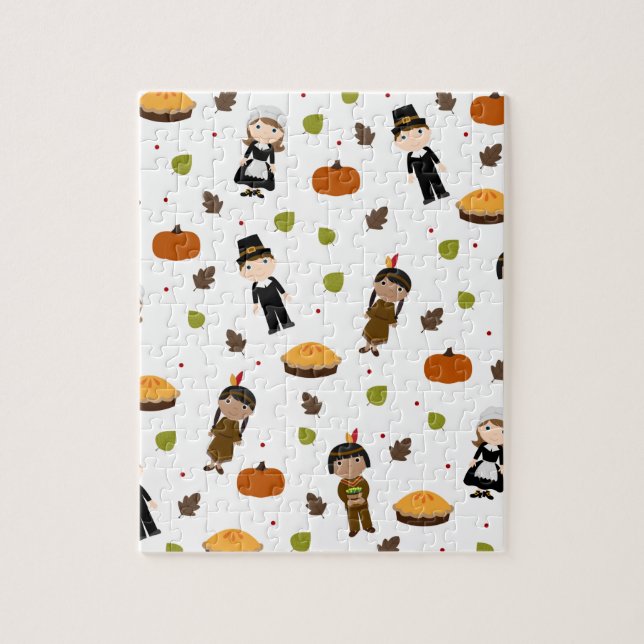 Muster für Pilger und Amerikanische Ureinwohner -  Puzzle (Vertikal)