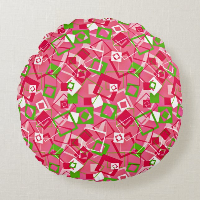 Muster für Re-Re-Quadrate Rundes Kissen (Vorderseite)