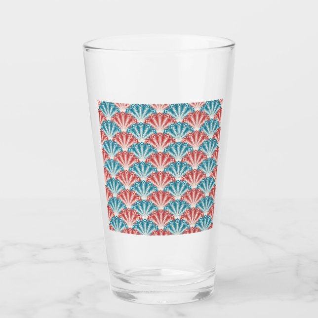 Muster für Red and Blue Peacock Schwanz Glas (Vorderseite)