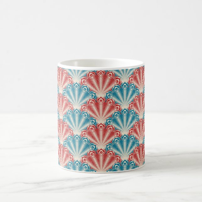 Muster für Red and Blue Peacock Schwanz Kaffeetasse (Mittel)
