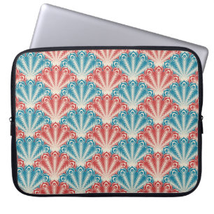Muster für Red and Blue Peacock Schwanz Laptopschutzhülle