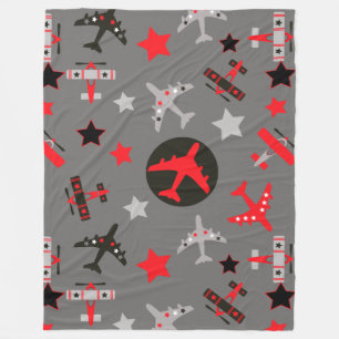 Muster für Red Black Gray Airplanes Fleecedecke