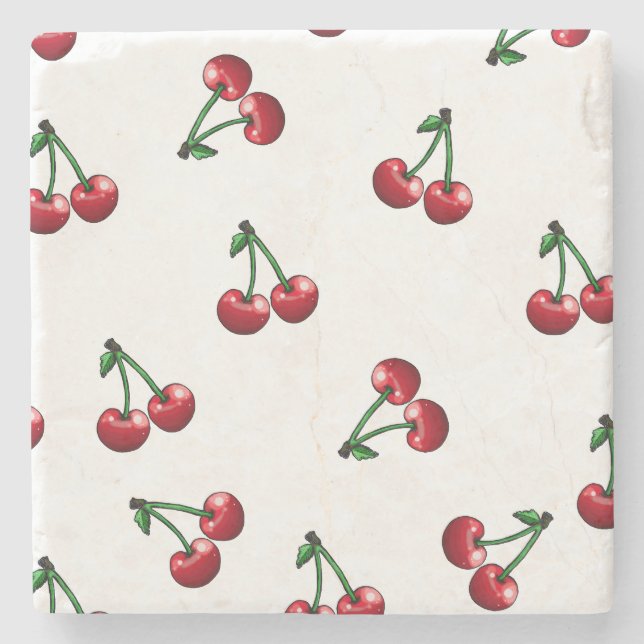Muster für Red Cherries Steinuntersetzer (Vorderseite)