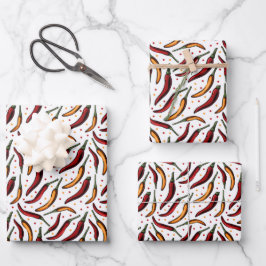 Muster für Red Chili Paprikaschoten Geschenkpapier Set