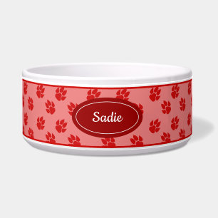 Muster für Red Dog Paws mit Individuelle Name Napf