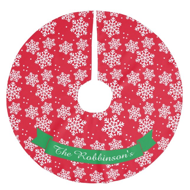 Muster für Red und White Snowflake Muster Bandana  Polyester Weihnachtsbaumdecke (Vorderseite)