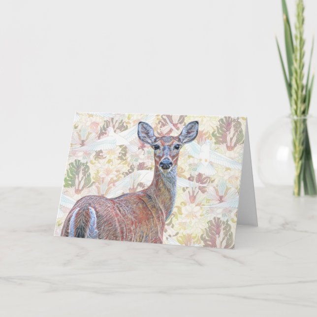 Muster für Rehe und Tauben auf Muster Art Note Car Karte (Vorderseite)