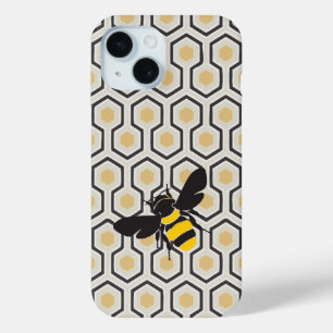 Muster für Retro-Bienen und Honeycomb iPhone 15 Hülle
