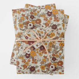 Muster für Retro-Boho-Blume Geschenkpapier Set