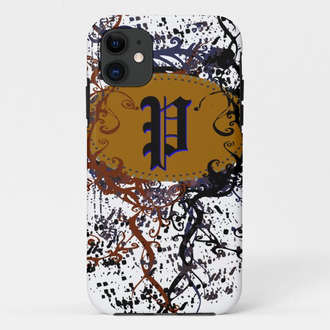 Muster für Retro-Damast mit Monogramm-Buchstaben P Case-Mate iPhone Hülle (Rückseite)