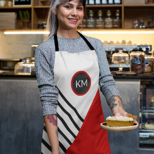 Muster für Retro-Farbblockstreifen mit Monogramm Schürze