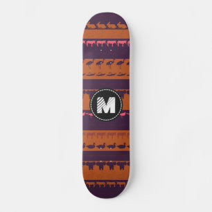Muster für Retro-farbige Monogramm-Tiere #2 Skateboard