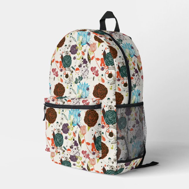 Muster für Retro-Floral Bedruckter Rucksack (Rückseitige Ecke Rechts)