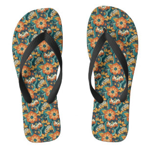 Muster für Retro-Floral Flip Flops