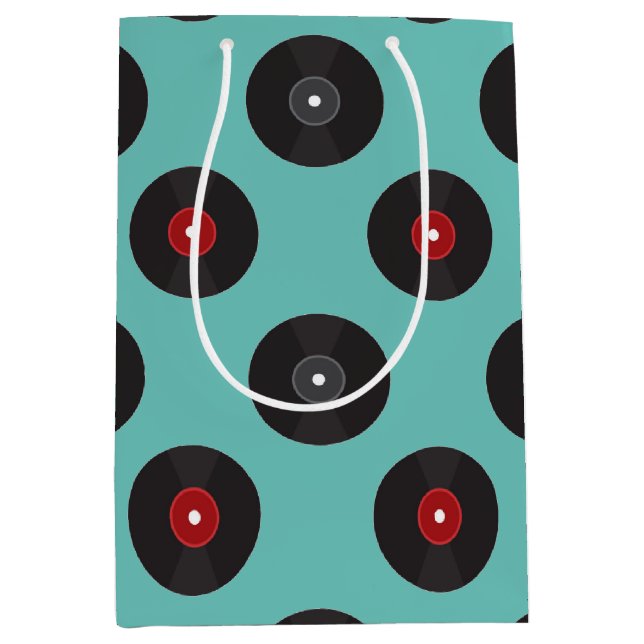 Muster für Retro Jukebox-Platten Mittlere Geschenktüte (Vorderseite)