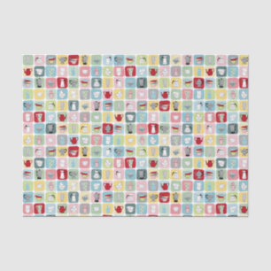 Muster für Retro-Kaffeeköpfe und Kaffeekuppen Seidenpapier