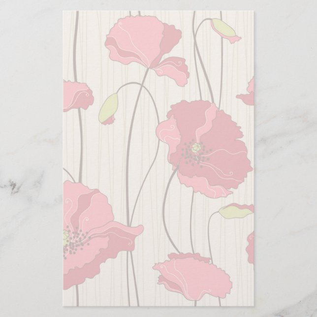Muster für Retro-Poppies Briefpapier (Vorderseite)