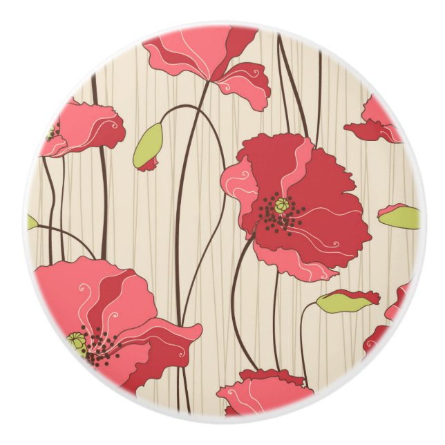 Muster für Retro-Poppies Keramikknauf (Vorderseite)