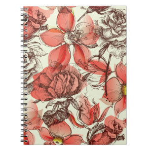 Muster für Retro-Rote Rosen Notizblock