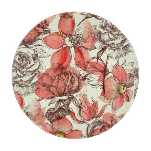 Muster für Retro-Rote Rosen Schneidebrett