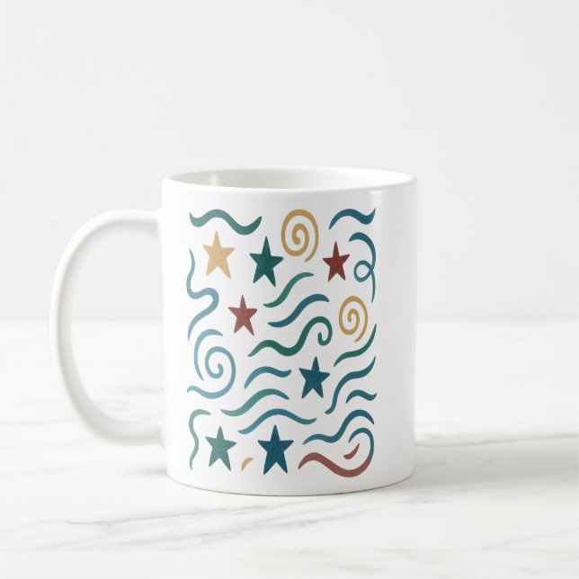 Muster für Retro-Stars und Waves Kaffeetasse (Links)